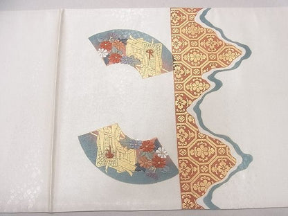 平和屋着物◎六通太鼓柄袋帯 刺繍 地上御所車花文 金彩 逸品 CAAD9190ev