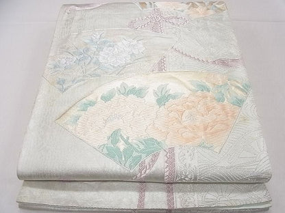 平和屋着物◎六通柄袋帯 唐織 地紙結び紐花文 金銀糸 逸品 CAAD9208ev