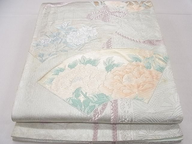 平和屋着物◎六通柄袋帯 唐織 地紙結び紐花文 金銀糸 逸品 CAAD9208ev