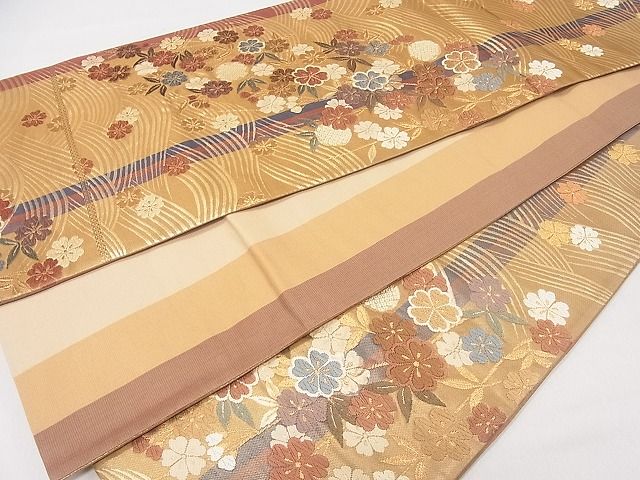 平和屋着物◎六通柄袋帯 唐織 立波枝垂れ花文 金糸 逸品 CAAD9243ev