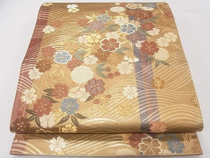 平和屋着物◎六通柄袋帯 唐織 立波枝垂れ花文 金糸 逸品 CAAD9243ev