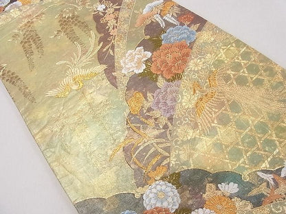 平和屋着物◎六通柄袋帯 雪芝花鳥文 金糸 逸品 CAAD9261ev