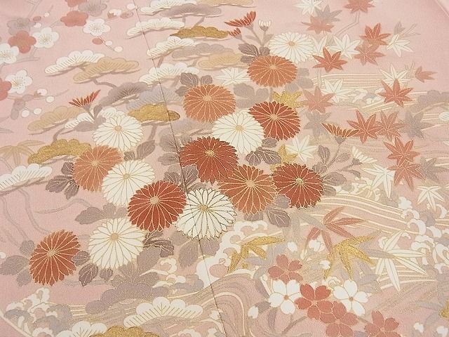 平和屋着物●訪問着　松竹梅　立波花文　金彩　逸品　未使用　BAAE4101zb4