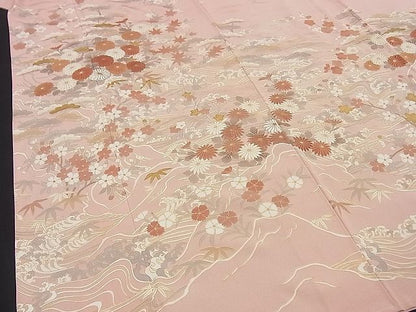 平和屋着物●訪問着　松竹梅　立波花文　金彩　逸品　未使用　BAAE4101zb4