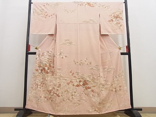 平和屋着物●訪問着　松竹梅　立波花文　金彩　逸品　未使用　BAAE4101zb4