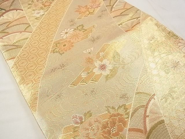 平和屋着物◎佐賀錦　六通柄袋帯　花筏文　金糸　逸品　CAAD4896vf