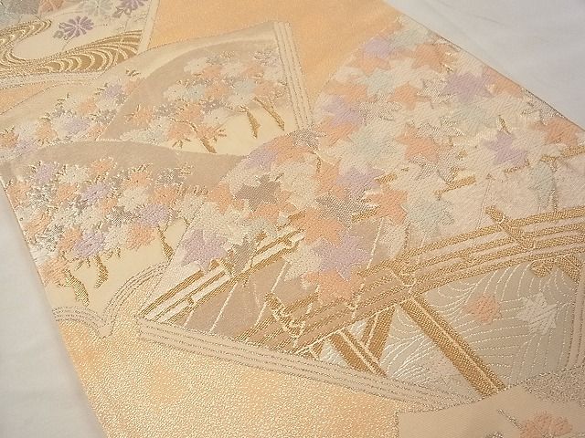 平和屋着物◎六通柄袋帯 唐織 冊子渡り橋草花文 金銀糸 逸品 CAAD4900vf