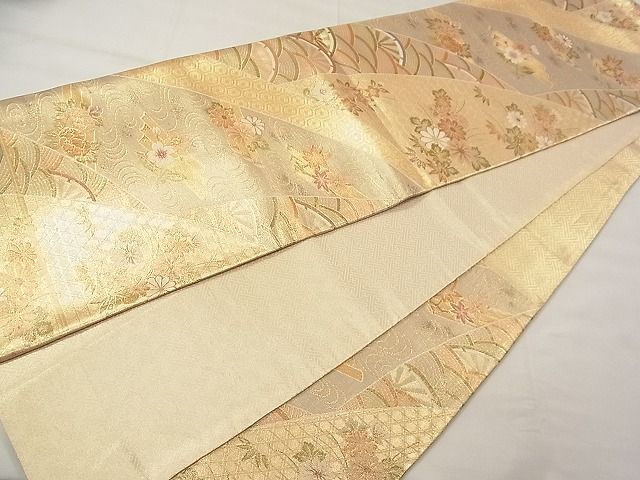 平和屋着物◎佐賀錦　六通柄袋帯　花筏文　金糸　逸品　CAAD4896vf
