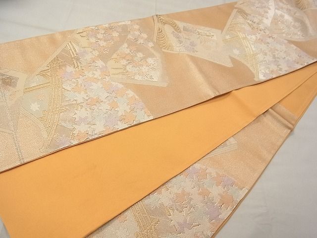平和屋着物◎六通柄袋帯 唐織 冊子渡り橋草花文 金銀糸 逸品 CAAD4900vf