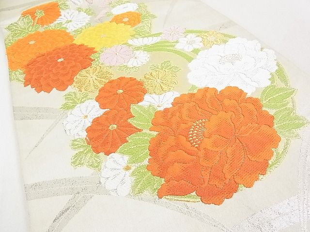 平和屋着物◎六通柄袋帯 唐織 草花丸文 金銀糸 逸品 DAAD8146cm