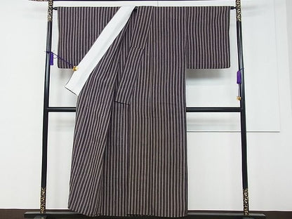 平和屋本店■極上　浦野理一　経節紬　単衣　間道　逸品　CZAA0129s4