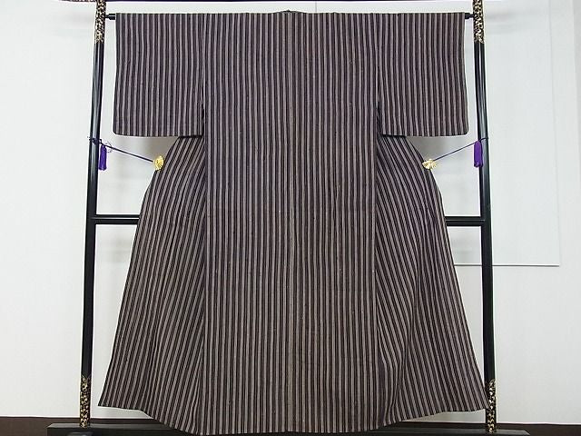 平和屋本店■極上　浦野理一　経節紬　単衣　間道　逸品　CZAA0129s4