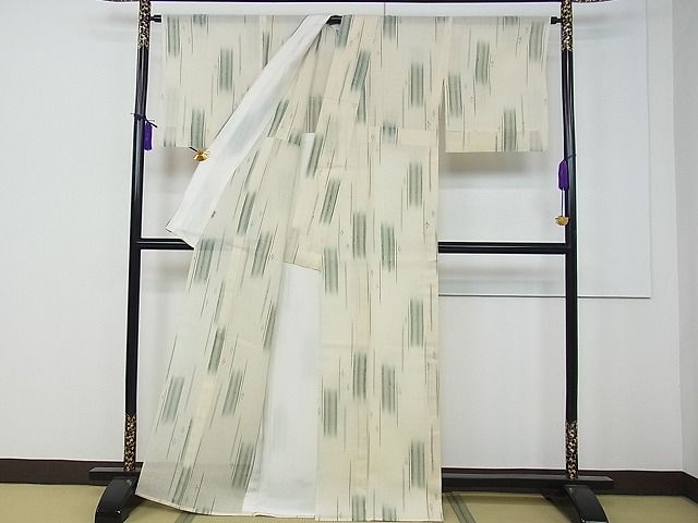 期間限定セール40％off■極上　夏物　夏赤城　赤城紬　手座繰り　縞　ますいわ屋扱い　証紙付き　逸品　CZAA0138s4