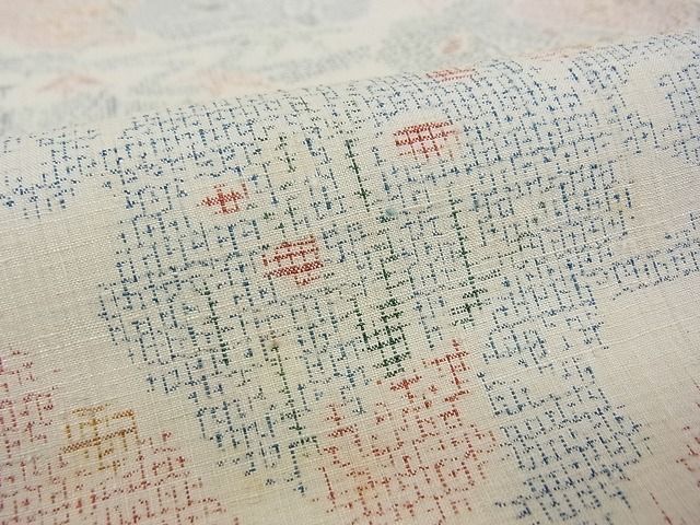 平和屋本店●希少 人間国宝 田中林次 本場結城紬 重要無形文化財 １００亀甲 結織苑 草木文 保証書・反端付き 逸品 未使用 CZAA0137s4