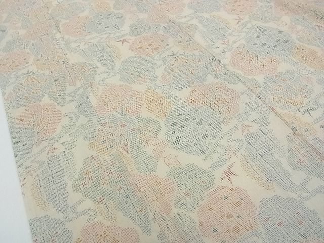 平和屋本店●希少 人間国宝 田中林次 本場結城紬 重要無形文化財 １００亀甲 結織苑 草木文 保証書・反端付き 逸品 未使用 CZAA0137s4