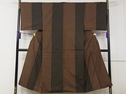平和屋本店●極上　男性　 本場黄八丈　黒八丈　紬　綾織　間道　逸品　CZAA0185s4