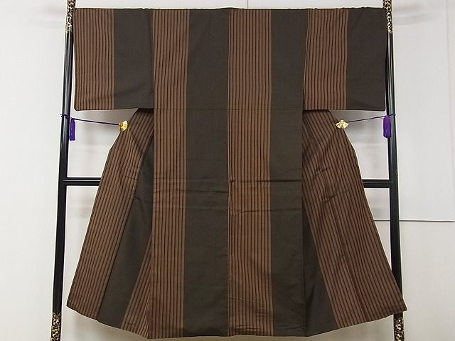 平和屋本店●極上　男性　 本場黄八丈　黒八丈　紬　綾織　間道　逸品　CZAA0185s4