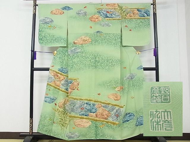 平和屋本店●極上　野口彦太郎　大彦三代目　江戸染繍友禅　訪問着　駒刺繍　石庭　暈し染め　金糸　高島屋扱い　逸品　CZAA0187s4