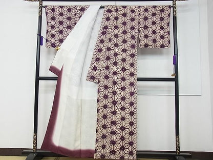 期間限定セール20％off●極上　岩手の匠　草紫堂　南部絞り　紫根染　紬　麻の葉文様　証紙付き　逸品　CZAA0198s4