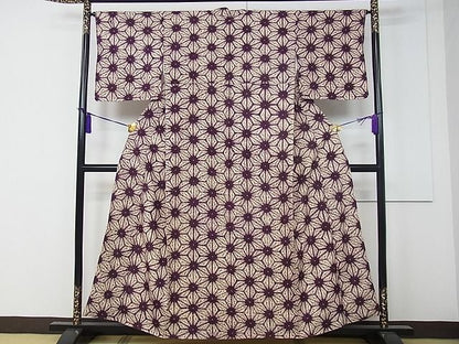 期間限定セール20％off●極上　岩手の匠　草紫堂　南部絞り　紫根染　紬　麻の葉文様　証紙付き　逸品　CZAA0198s4