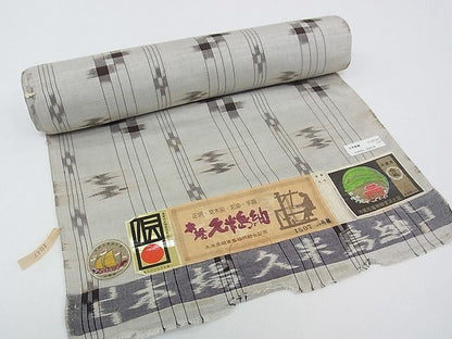 平和屋本店■希少　重要無形文化財　本場久米島紬　ゆうな染　手織　反物　証紙付き　逸品　未使用　CZAA0215s4