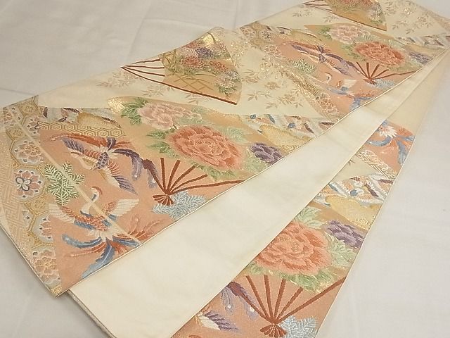 平和屋着物◎六通柄袋帯 唐織 瑞祥聚楽文 金糸 正絹 逸品 AAAF4707Bsw