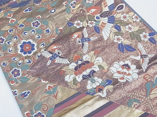 平和屋着物◎六通柄袋帯 花鳥文 金糸 逸品 CAAD1719th