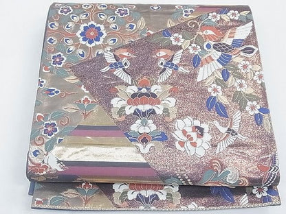 平和屋着物◎六通柄袋帯 花鳥文 金糸 逸品 CAAD1719th