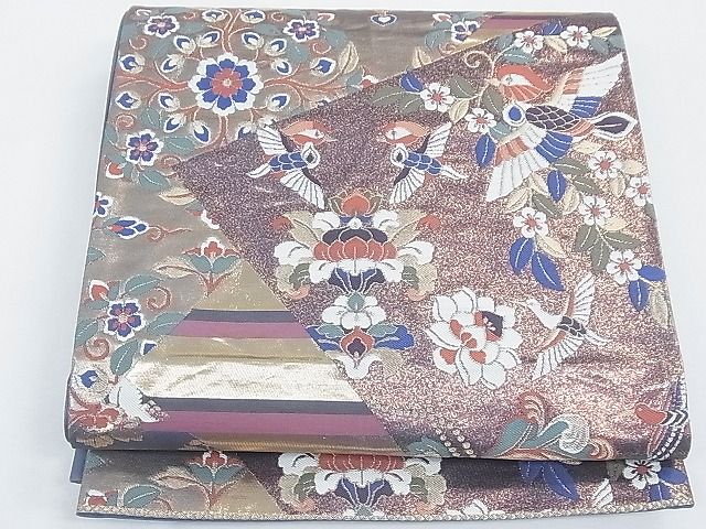 平和屋着物◎六通柄袋帯 花鳥文 金糸 逸品 CAAD1719th