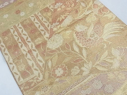 平和屋着物◎佐賀錦 六通柄袋帯 花鳥文 金糸 逸品 CAAD1722th