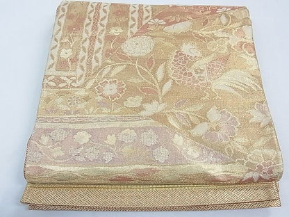平和屋着物◎佐賀錦 六通柄袋帯 花鳥文 金糸 逸品 CAAD1722th