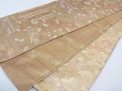 平和屋着物◎佐賀錦 六通柄袋帯 花鳥文 金糸 逸品 CAAD1722th