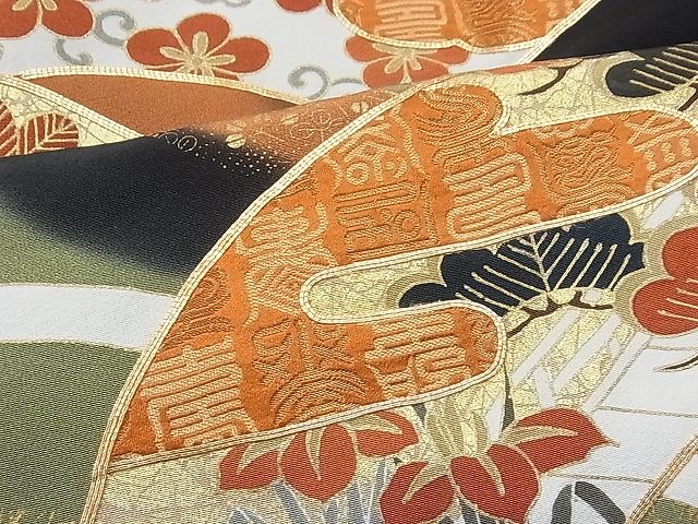 平和屋着物□豪華黒留袖 駒刺繍 地紙草花文 金彩 逸品 CAAD9707th