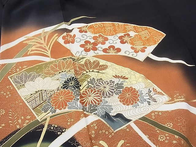 ［4340］色留袖 美品 金彩 ガード加工済 一つ紋 五三桐 正絹 着物 袷 金駒刺繍 金彩 裄67 一つ紋 ガード加工 色味の良い 色