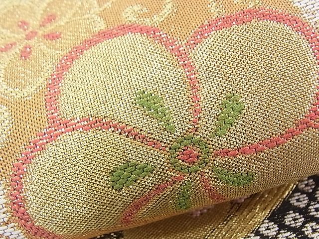 洒落袋帯 荒磯に花唐草 紬 正絹 AO-2978 洒落袋帯 荒磯に花唐草 紬 正絹 AO-2978