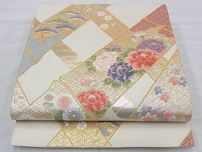 平和屋着物■六通柄袋帯 唐織 竹取草花文 金銀糸 逸品 BAAE3260du
