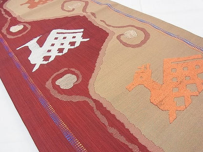 平和屋着物◎六通柄袋帯 唐織 有栖川 金糸 逸品 BAAE3295du