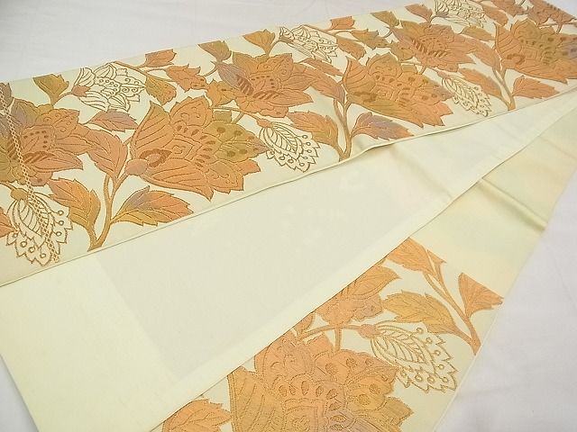 平和屋着物◎六通柄袋帯 更紗草花文 金糸 逸品 CAAD5459vf