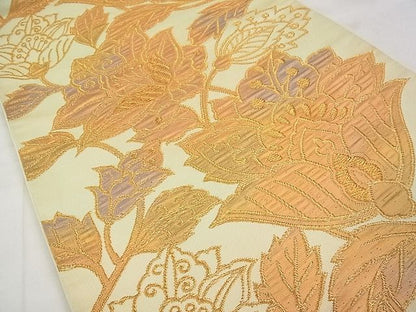平和屋着物◎六通柄袋帯 更紗草花文 金糸 逸品 CAAD5459vf