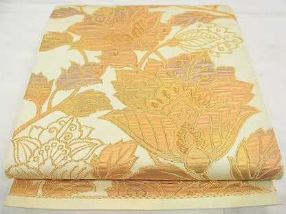 平和屋着物◎六通柄袋帯 更紗草花文 金糸 逸品 CAAD5459vf