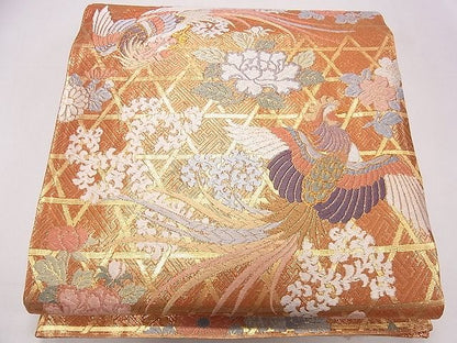 平和屋着物◎唐織佐香錦 六通柄袋帯 能衣瑞鳥鉄仙文 金糸 逸品 CAAD1271eg