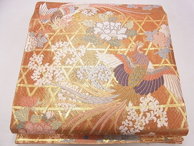 平和屋着物◎唐織佐香錦 六通柄袋帯 能衣瑞鳥鉄仙文 金糸 逸品 CAAD1271eg