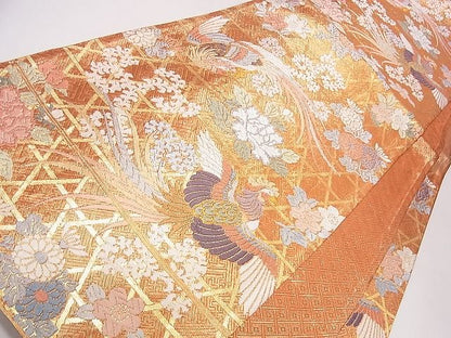 平和屋着物◎唐織佐香錦 六通柄袋帯 能衣瑞鳥鉄仙文 金糸 逸品 CAAD1271eg