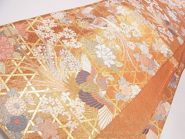 平和屋着物◎唐織佐香錦 六通柄袋帯 能衣瑞鳥鉄仙文 金糸 逸品 CAAD1271eg