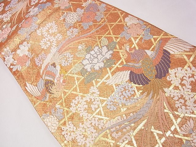 平和屋着物◎唐織佐香錦 六通柄袋帯 能衣瑞鳥鉄仙文 金糸 逸品 CAAD1271eg