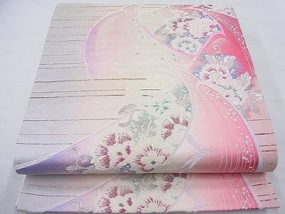 平和屋着物◎六通柄袋帯 唐織 孔雀花文 金銀糸 逸品 BAAE2743ea