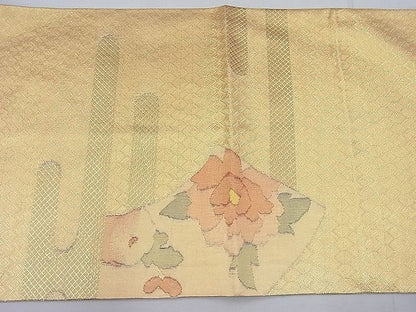 平和屋着物◎佐賀錦 太鼓柄袋帯 地紙鴛鴦花文 金糸 逸品 BAAE2772ea