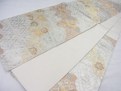 平和屋着物◎六通柄袋帯 青銅金唐織 道長花鳥唐草文 引箔 逸品 BAAE2796ea
