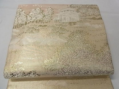 平和屋着物◎佐賀錦 六通柄袋帯 遠山風景花文 金銀糸 逸品 CAAD7001yk