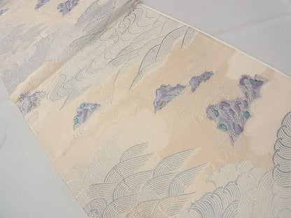 平和屋着物◎六通柄袋帯 唐織 立波文 金銀糸 逸品 CAAD7013yk